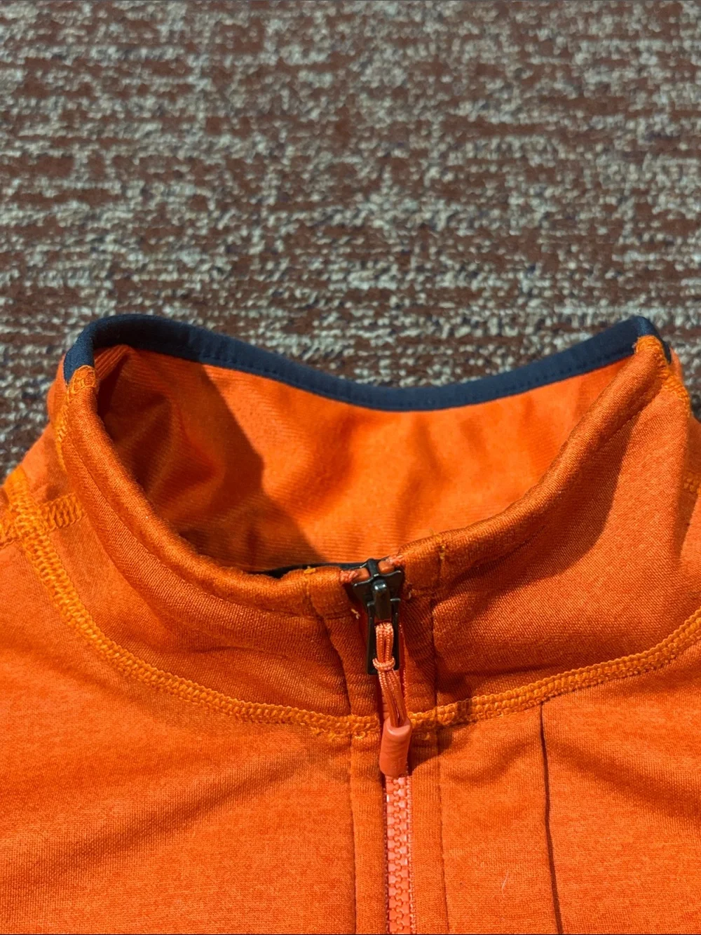 The north face skyline full zip fleece jacket logo stretch orange/navy small
